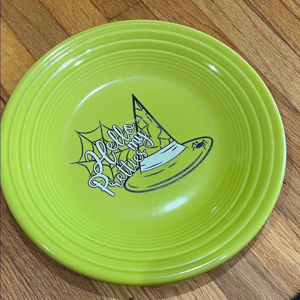 Fiesta ware luncheon Green Halloween Plate with Witch Hat Design
